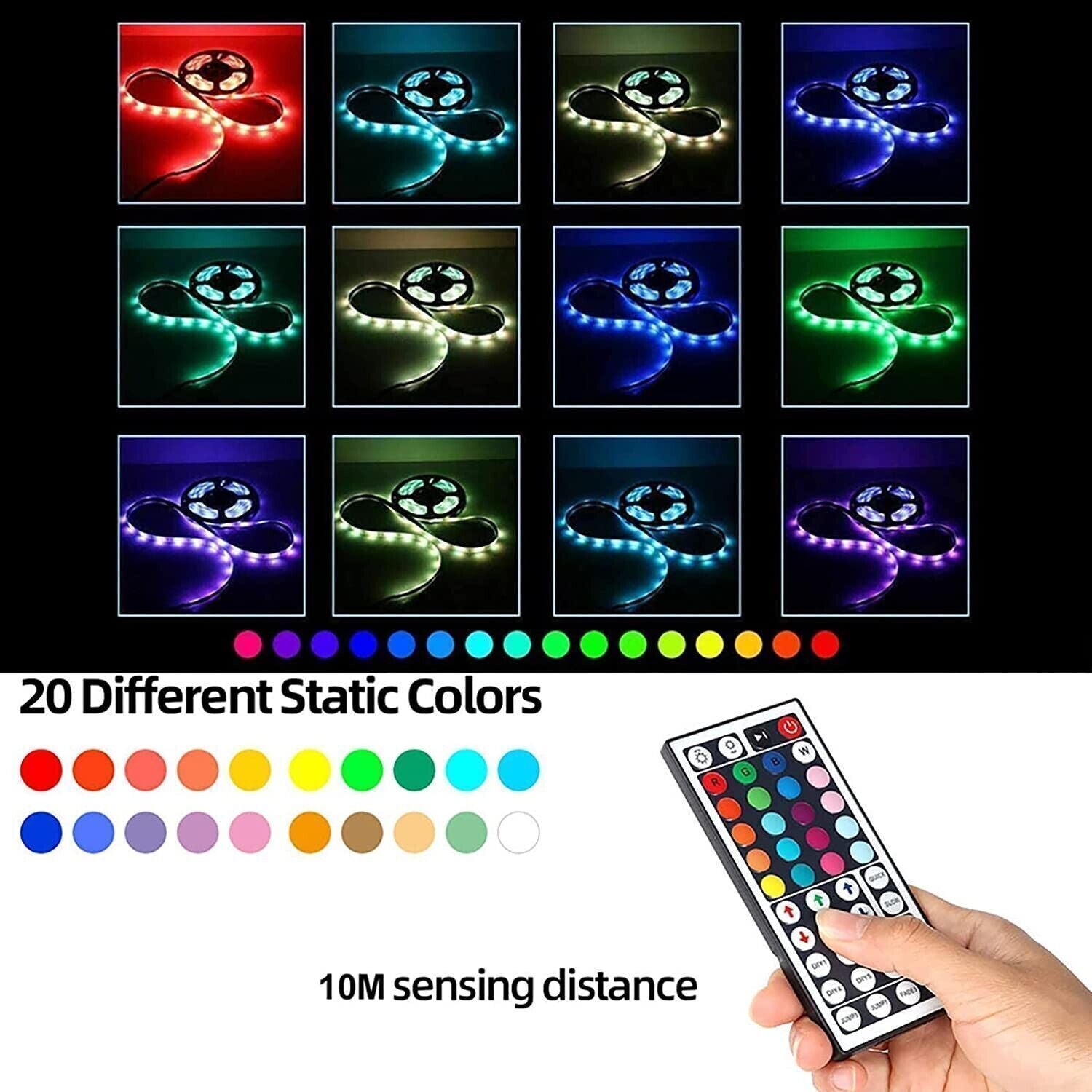 32Ft LED Strip Lights Remote Control Bedroom for Indoor Outdoor Use