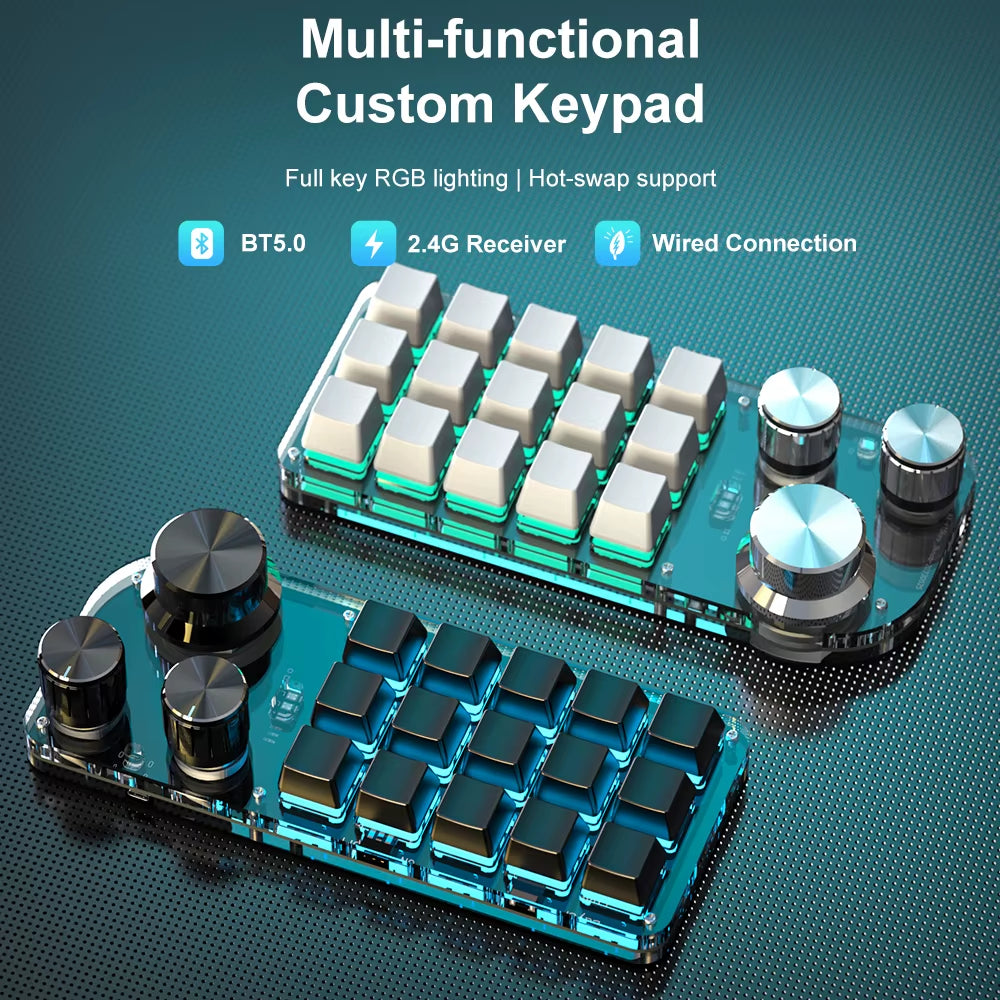 NEW Macro Programming Keyboard Bluetooth Custom Game Keyboard RGB Hot Swappable Keyboard for PS AI Painting IPAD MINI Keyboard
