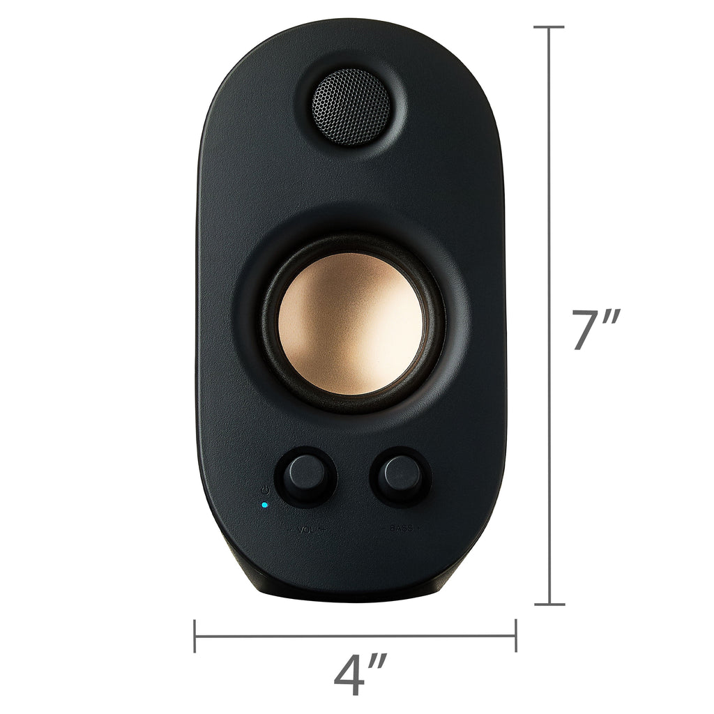 AC Powered Computer Speakers with Volume and Bass Controls, 7.32" Height