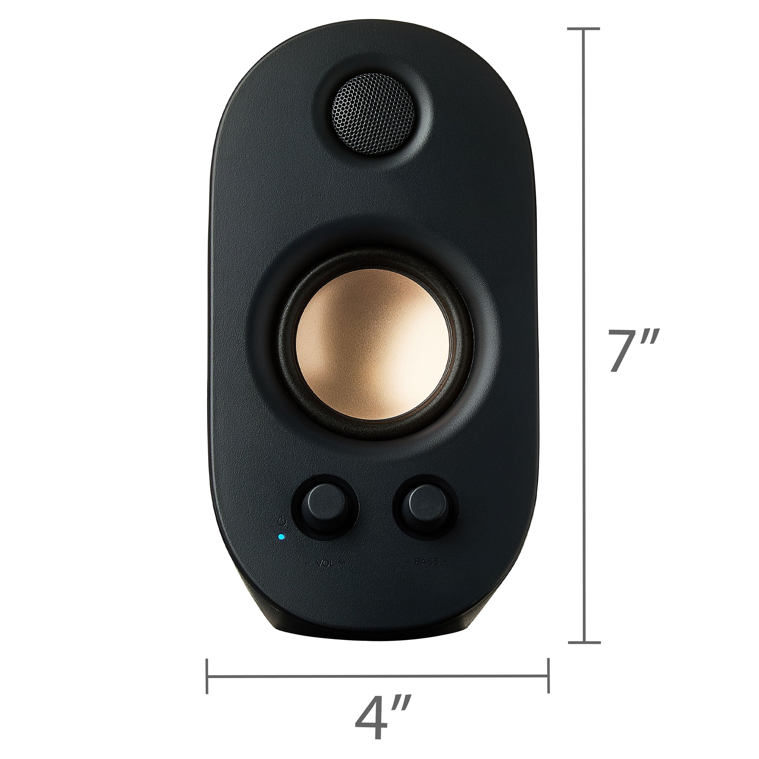 AC Powered Computer Speakers with Volume and Bass Controls, 7.32" Height
