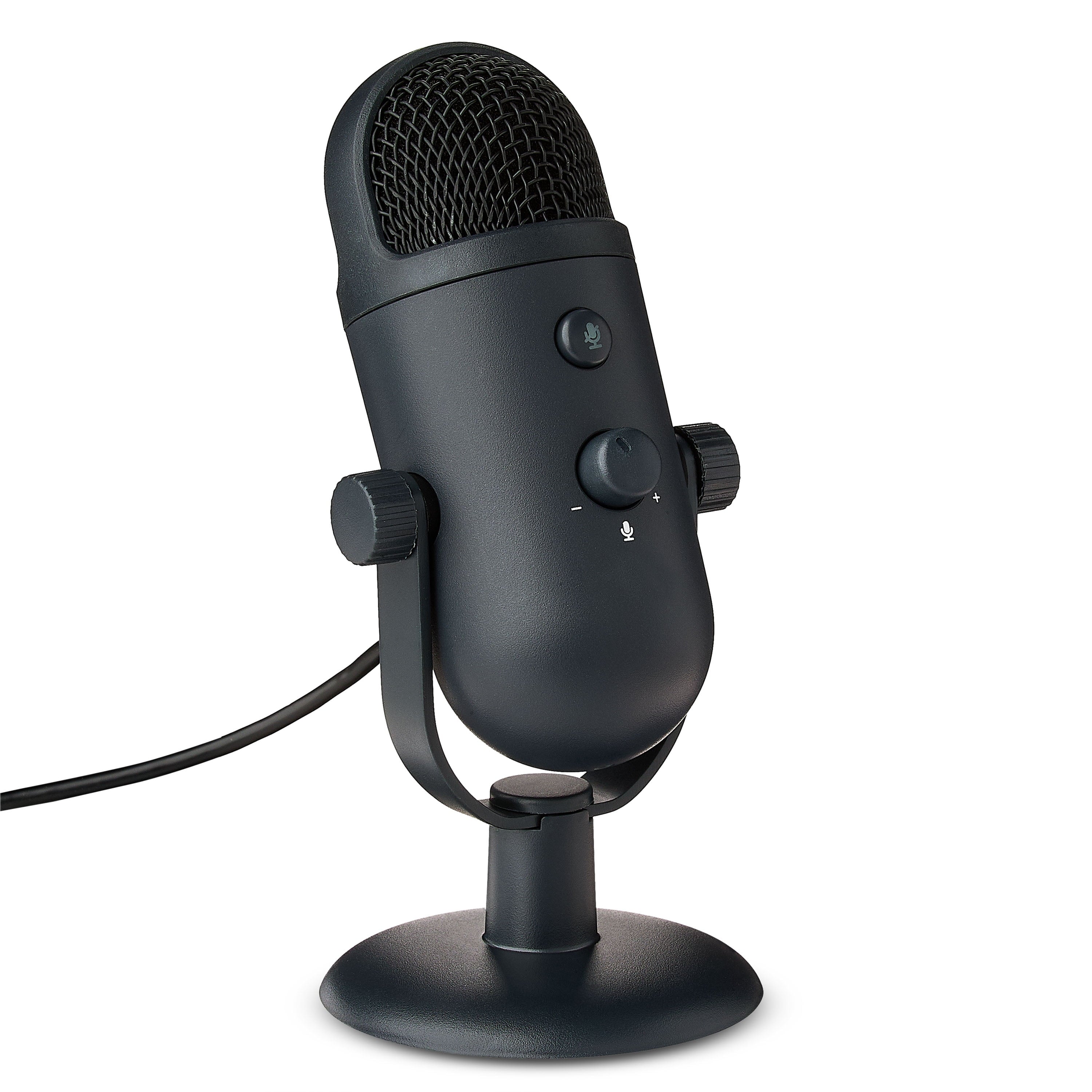 USB Dual-Pattern Microphone W/Volume/Mute Controls and 3.5Mm Headphone Jack, Black